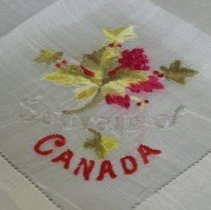 embroidery on white silk handkerchief