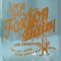 Close up of print on milk bottle