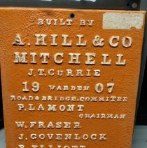 plaque from bridge at Bayfield