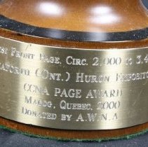 Close up of the trophy's plaque
