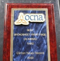 Front view of the plaque