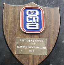 Front view of the plaque