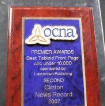 Front view of the plaque