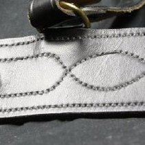 Close up of the decorative pattern near where the buckle rests