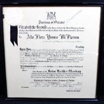 Appointment Certificate presented to A.F. Yvonne McPherson