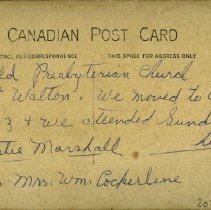 Postcard of the old Presbyterian Church, Walton - back