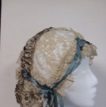 Lace Bonnet with Blue Ribbon