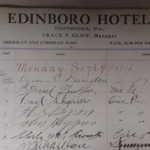 1916 Edinboro Hotel Ledger