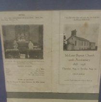 100th Anniversary Program for McLane Church, 1938.