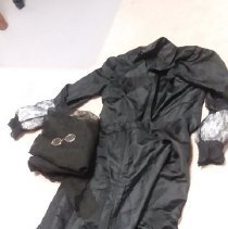 Black silk top and skirt, 1860