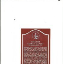 Lakeside Historical Marker