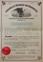 American Bureau of Shipping Certificate of Classification for Hull