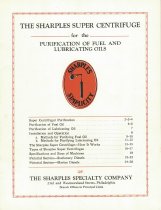 The Sharples Super Centrifuge for the Purification of Fuel and Lubricating 