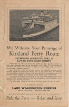 "We Welcome Your Patronage of Kirkland Ferry Route"