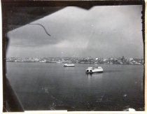 Ferries leaving Seattle, from plane