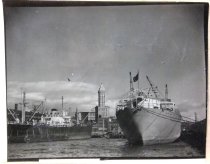 MV Seattle of Stockholm in front of the Smith Tower