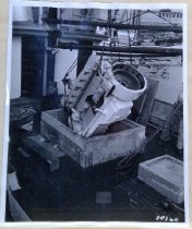 Caterpillar engine going in Norrona, 1952