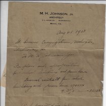 1913 letter about construction of Washington Catholic High School