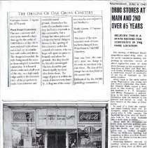 Newspaper articles about William Drug Store and Oak Grove Cemetery