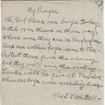 World War I prayer by Fannie Whetsell