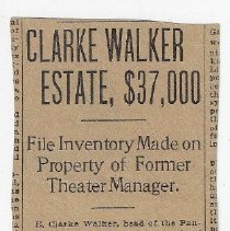 Undated newspaper article about E. Clarke Walker