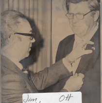 James Pirkle presenting award to Mayor Ott Frye (ca. 1974-1976)