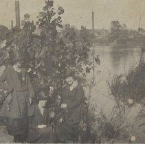 Mabel Baldwin & two other women next to a river (ca. 1920-1930)
