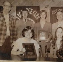 Students receiving awards from Exhange Club (1981)