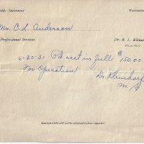 1931 receipt from Dr. Kleindorfer to Charles Anderson
