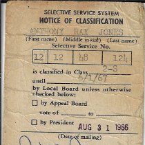 Anthony R. Jones' 1967 draft card