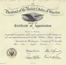 1961 Certificate of Appreciation to Victor W. DiCanio