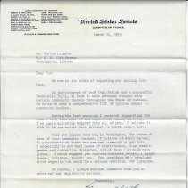 1959 letter from Senator Vance Hartke to Vic DiCanio