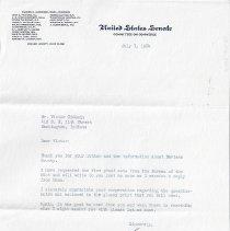 1964 letter from Senator Vance Hartke to Vic DiCanio