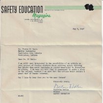 1947 letter from Safety Education Magazine to Vic DiCanio