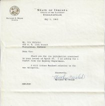 1962 letter from Governor Matthew Welsh to Vic DiCanio