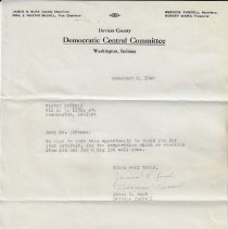 1948 letter from Daviess County Democratic Committee to Vic DiCanio