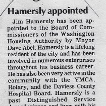 Two 1987 articles announcing appointment of Jim Hamersly
