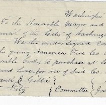1883 petition for City of Washington to purchase fire hose