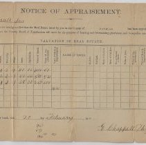 1869 appraisal for real estate owned by Thomas Horrall