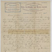 1865 letter to Thomas Horrall from S.F. Horrall