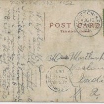 1913 postcard from Ezra Bingham to Martha Bingham