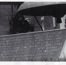 Plaque at base of Methodist Church bell  (ca. 1971)