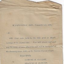 1884 past due notice from Hyatt, Levings & Co.