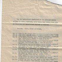 Inventory of Mary I. Keith Estate, Daviess Circuit Court, 1929