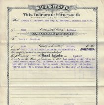 1899 deed to Laura Swartzel for lots in Washington