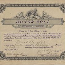 1929 perfect attendance award issued to Elwood Dougherty