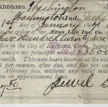 Jewel Steele's 1895 promissory note to Aetna Life Insurance Co. for $227.5