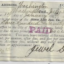 Jewel Steele's 1895 promissory note to Aetna Life Insurance Co. for $390