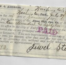 Jewel Steele's 1895 promissory note to Aetna Life Insurance Co. for $182