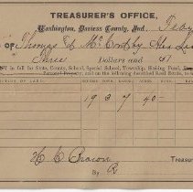 1881 receipt from Daviess County Treasurer's Office for taxes paid